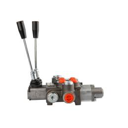 Hidraulinis skirstytuvas, 2 sekcijų, 40L, viena sekcija su fiksatoriumi, viena kryptimi į galą