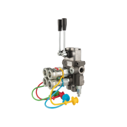 Dviejų sekcijų hidraulinis skirstytuvas 40L su minkštų greitųjų jungčių komplektu, Euro lizdais