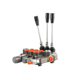 Hidraulinis skirstytuvas, 3 sekcijų, 40L, viena sekcija su fiksatoriumi, viena kryptimi į priekį