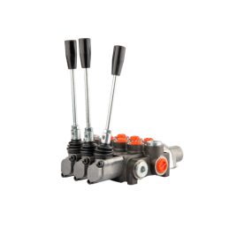 Hidraulinis skirstytuvas, 3 sekcijų, 40L, viena sekcija su fiksatoriumi, viena kryptimi į priekį