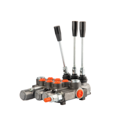 Hidraulinis skirstytuvas, 3 sekcijų, 40L, viena sekcija su fiksatoriumi, viena kryptimi į priekį