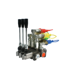 3 sekcijų hidraulinis skirstytuvas 40 l/min. su greitųjų jungčių ir europinių kištukų rinkiniu