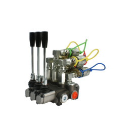 3 sekcijų hidraulinis skirstytuvas 40 l/min. su greitųjų jungčių ir europinių lizdų rinkiniu