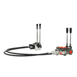 Hidraulinis skirstytuvas, 2 sekcijų, 40 l, su svirtimis ir trosais, 1,5 m