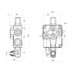 Hidraulinis skirstytuvas 1 sekcija 160L su skląsčiu