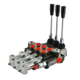 3 sekcijų hidraulinis skirstytuvas 40 l/min., valdomas pneumatiškai arba svirtimi
