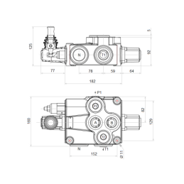 1 sekcijos hidraulinis skirstytuvas 160L su sekcija su skląsčiu hidraulinio variklio valdymui