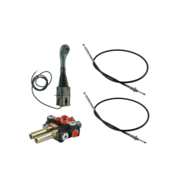 Dviejų dalių hidraulinis komplektas Tura modeliui: 40 l skirstytuvas + vieno mygtuko valdymo svirtis + du 2 m ilgio kabeliai