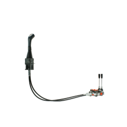 2 sekcijų hidraulinis skirstytuvas 40L su valdymo svirtimi ir 1,5 m kabeliais