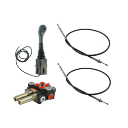 2 sekcijų hidraulinis komplektas: 40 l skirstytuvas su plūduriuojančia sekcija + valdymo svirtis su vienu mygtuku + du 1 m kabel