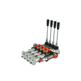4 sekcijų hidraulinis skirstytuvas 40 l/min., valdomas pneumatiškai arba svirtimi