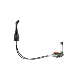 Dviejų sekcijų hidraulinis skirstytuvas 80L su valdymo svirtimi ir 1 m kabeliais