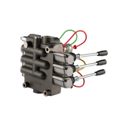 Dviejų sekcijų hidraulinis skirstytuvas 80L su minkštų greitųjų jungčių komplektu, europietiškais lizdais