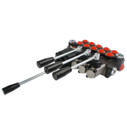 5 sekcijų hidraulinis skirstytuvas, 40 l/min., valdomas vairasvirte ir trimis svirtimis