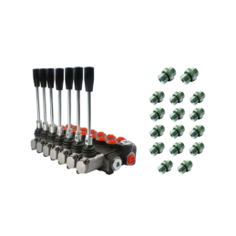 7 sekcijų hidraulinis skirstytuvas 40 l/min. su jungtimis