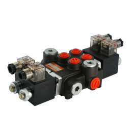 Hidraulinis skirstytuvas, 2 sekcijos, 40 l/min., valdomas elektra, 24 V. Badestnost: 02Z50 AA ES3 24 VDC G