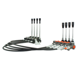 4 sekcijų hidraulinis skirstytuvas 80L su svirtimis