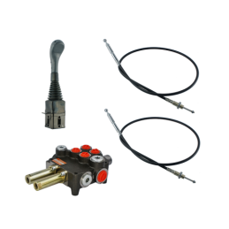 2 sekcijų hidraulinis komplektas: 80 l skirstytuvas su plūduriuojančia sekcija + valdymo svirtis be mygtukų + du 1 m kabeliai