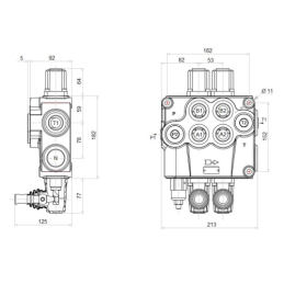 Hidraulinis skirstytuvas, 2 sekcijos, 160L, su skląsčiu