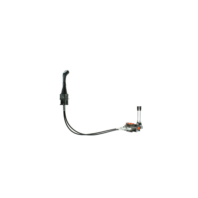 2 sekcijų hidraulinis skirstytuvas 80L su valdymo svirtimi ir 3 m kabeliais