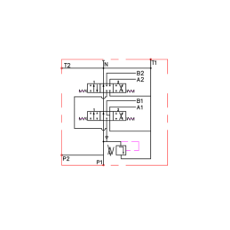 2 sekcijų hidraulinis skirstytuvas 160 l/min. su spyruokliniu svirtimi, automatiškai perjungiančia į 0 padėtį ir turinčia slanki