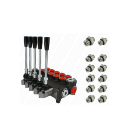 5 sekcijų hidraulinis skirstytuvas 80L su jungtimis