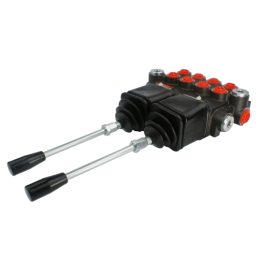 4 sekcijų hidraulinis skirstytuvas, 40 l/min., valdomas dviem valdymo svirtimis