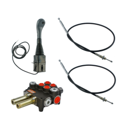 2 sekcijų hidraulinis komplektas: 80 l skirstytuvas su plūduriuojančia sekcija + valdymo svirtis su vienu mygtuku + du 2 m kabel