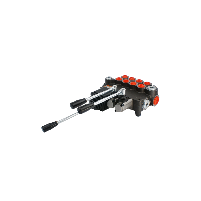 4 sekcijų hidraulinis skirstytuvas, 80 l/min., valdomas vairasvirte ir dviem svirtimis
