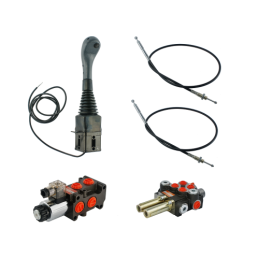 3 sekcijų hidraulinis komplektas: 40 l skirstytuvas su plūduriuojančia sekcija + 6/2 solenoidinis vožtuvas + valdymo svirtis su 