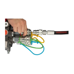 4 sekcijų hidraulinis skirstytuvas 80L su minkštų greitųjų jungčių komplektu, europietiškais lizdais