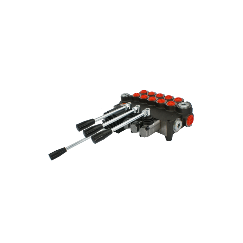 5 sekcijų hidraulinis skirstytuvas, 80 l/min., valdomas vairasvirte ir trimis svirtimis