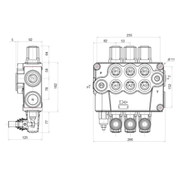 3 sekcijų hidraulinis skirstytuvas 160L su skląsčiu