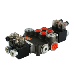 Hidraulinis skirstytuvas, 2 sekcijos, 80 l/min., valdomas elektra, 24 V. Badestnost: 02Z80 AA ES3 24 VDC G