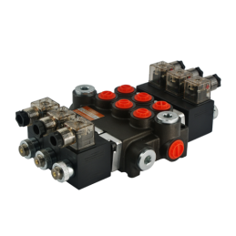 Hidraulinis skirstytuvas, 3 sekcijos, 40 l/min., valdomas elektra, 24 V. Badestnost: 03Z50 AAA ES3 24 VDC G