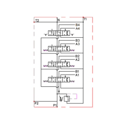 4 sekcijų hidraulinis skirstytuvas 160L su sekcija su skląsčiu hidraulinio variklio valdymui