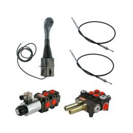 3 sekcijų hidraulinis komplektas: 80L skirstytuvas su plūduriuojančia sekcija + 6/2 solenoidinis vožtuvas + valdymo svirtis su v