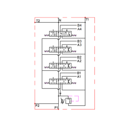 4 sekcijų hidraulinis skirstytuvas 160L su viena stūmoklio sekcija