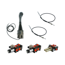 sekcijų hidraulinis rinkinys: 40 l skirstytuvas su plūduriuojančia sekcija + du 6/2 solenoidiniai vožtuvai + valdymo svirtis su 