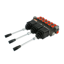 6 sekcijų hidraulinis skirstytuvas, 40 l/min., valdomas trimis valdymo svirtimis