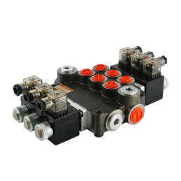 Hidraulinis skirstytuvas, 3 sekcijos, 80 l/min., valdomas elektra, 12 V. Badestnost: 03Z80 AAA ES3 12 VDC G