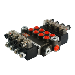 Hidraulinis skirstytuvas, 4 sekcijos, 40 l/min., valdomas elektra, 24 V. Badestnost: 04Z50 AAAA ES3 24 VDC G