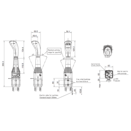 4 sekcijų hidraulinis komplektas: 80 l skirstytuvas + du 6/2 solenoidiniai vožtuvai + valdymo svirtis su dviem mygtukais + du 1 