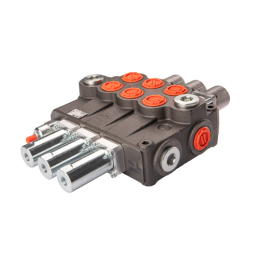 3 sekcijų hidraulinis skirstytuvas P160l/min su slankikliu, turinčiu papildomą slankiojančią padėtį, valdomą trosais