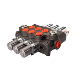 3 sekcijų hidraulinis skirstytuvas P160l/min su slankikliu, turinčiu papildomą slankiojančią padėtį, valdomą trosais