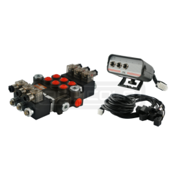 3 sekcijų hidraulinis skirstytuvas 40 l/min., valdomas elektra 24 V su valdymo pultu su trimis mygtukais