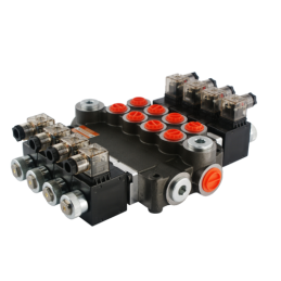 Hidraulinis skirstytuvas, 4 sekcijos, 80 l/min., valdomas elektra, 24 V. Badestnost: 04Z80 AAAA ES3 24 VDC G