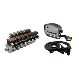 6 sekcijų hidraulinis skirstytuvo blokas, tipas CETOP 03 NG6, valdomas elektra 12 V, su valdymo pultu su šešiais mygtukais