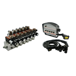 sekcijų hidraulinis skirstytuvo blokas, tipas CETOP 03 NG6, valdomas elektra 24 V, su valdymo pultu su šešiais mygtukais