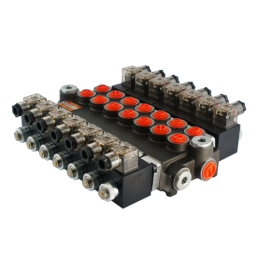 Hidraulinis skirstytuvas 7 sekcijų, 40 l/min., valdomas elektra, 12 V, galia: 07Z50 7xA ES3 12 VDC G